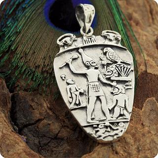Egyptian Silver Jewelry Pharaoh Narmer Palette Smiting side Pendant