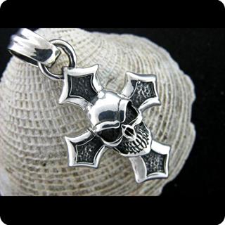 Sterling Silver Pendant , Skull  Cross