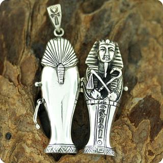 Egyptian Silver King Tutankhamen Locket ,Fortune, Pharaoh,Mummy