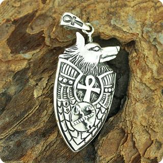 Ancient Egyptian Silver Jewelry- The Shield Of the God Anubis Pendant