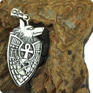 Ancient Egyptian Silver Jewelry- The Shield Of the God Anubis Pendant