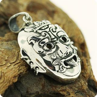 Unique Reproduction of Silver Mexico Maya Mask Pendant