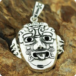 Unique Reproduction of Silver Mexico Maya Mask Pendant