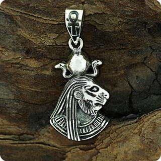 Egyptian Silver Lion Goddess Sekhmet portrait Pendant