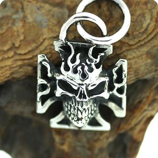 Sterling Silver Pendant, Skull of Hellfire- Ghost Rider