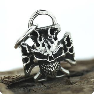 Sterling Silver Pendant, Skull of Hellfire- Ghost Rider