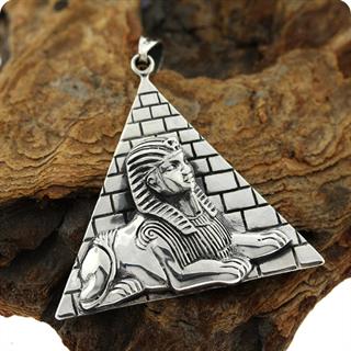 Egyptian Silver Pharaoh Tut Pyramid ,High Relief Pendant