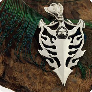 Egyptian Sun God Blaze Scarab Shield Silver Jewelry Pendant