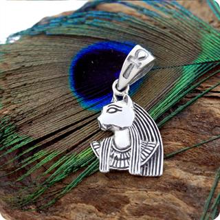 Egyptian Cat Goddess Bastet Charm Silver Pendant