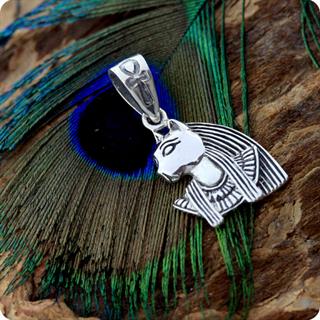 Egyptian Cat Goddess Bastet Charm Silver Pendant