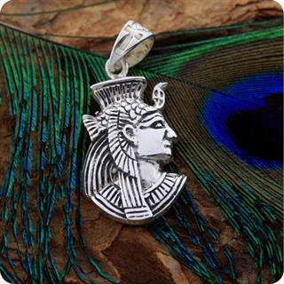 Egyptian Silver Jewelry Goddess Isis Portrait Pendant
