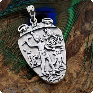 Egyptian Silver Jewelry Pharaoh Narmer Palette Smiting side Pendant