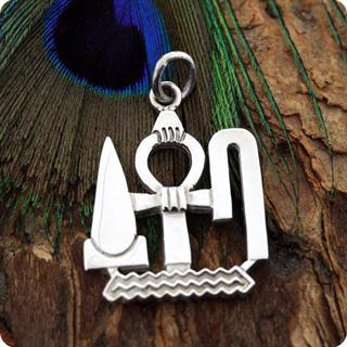 Sterling Silver Jewelry Ankh Wedja Seneb Symbol Pendant Egyptian Symble