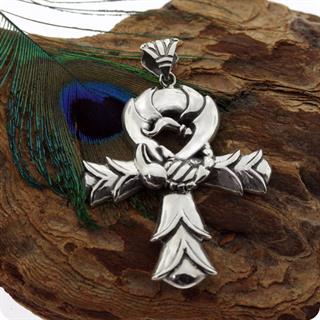 Sterling Silver Egyptian Goddess Serket  Ankh w/ Scorpion Inspired king pendant