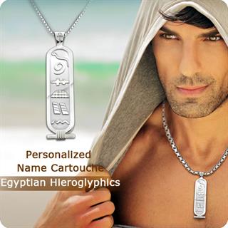 Double Sides Personalized Hieroglyphics Name Cartouche Sterling Silver